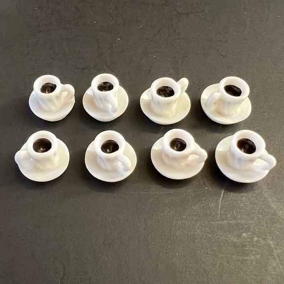 8 pcs White Cup Mini Coffee Cup Saucer Latte Charms Cabochon Slime - Picture 1 of 5